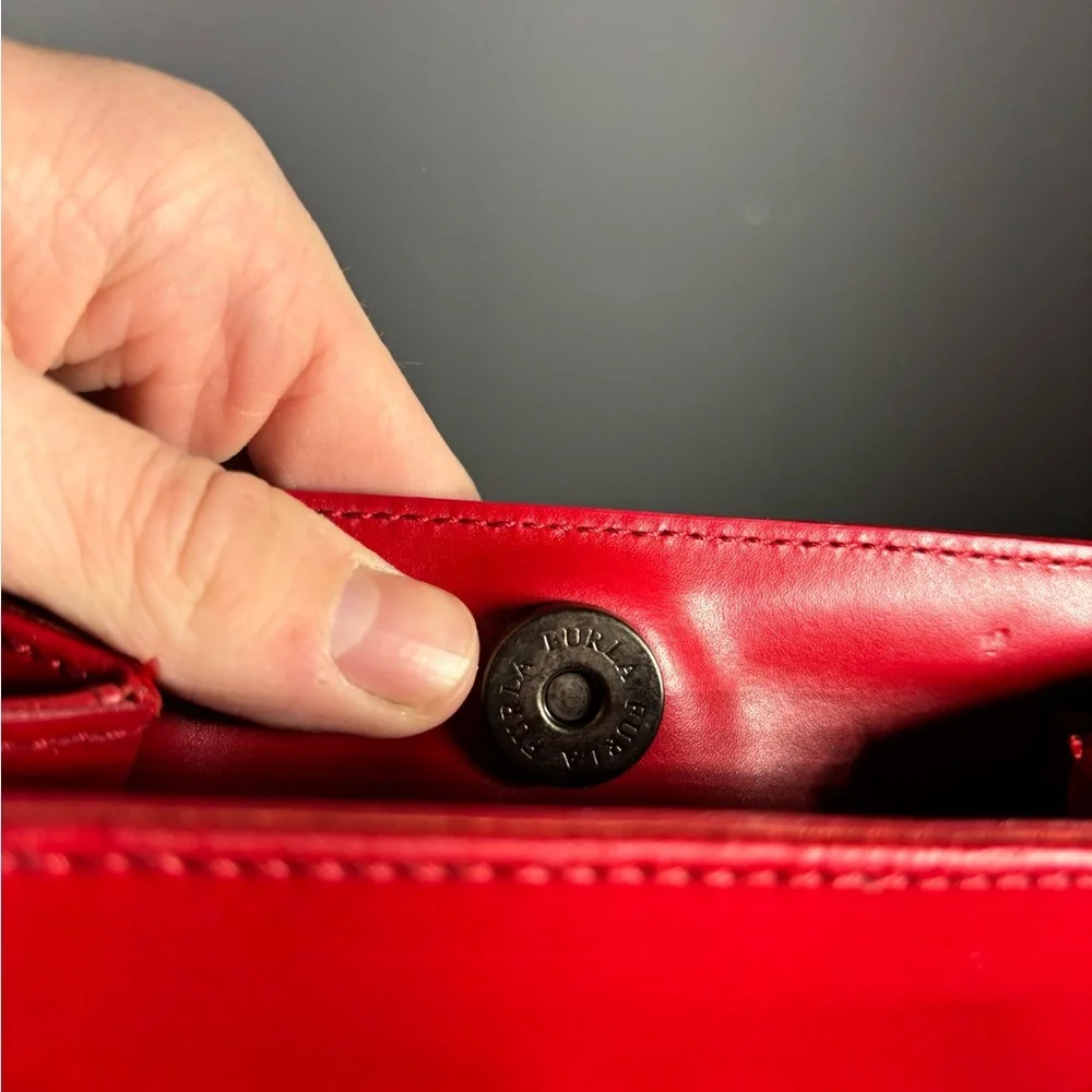 Vintage Furla Red Leather Mini Backpack
